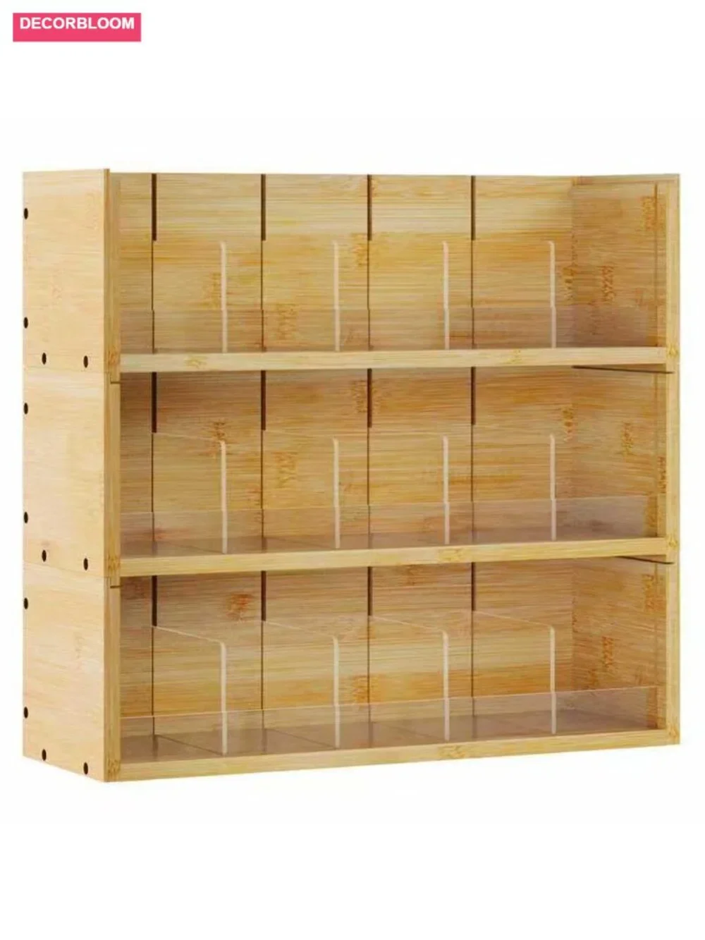 3-Tier Bamboo Tea Bag Organizer Storage Box, Stackable, Wall Mount